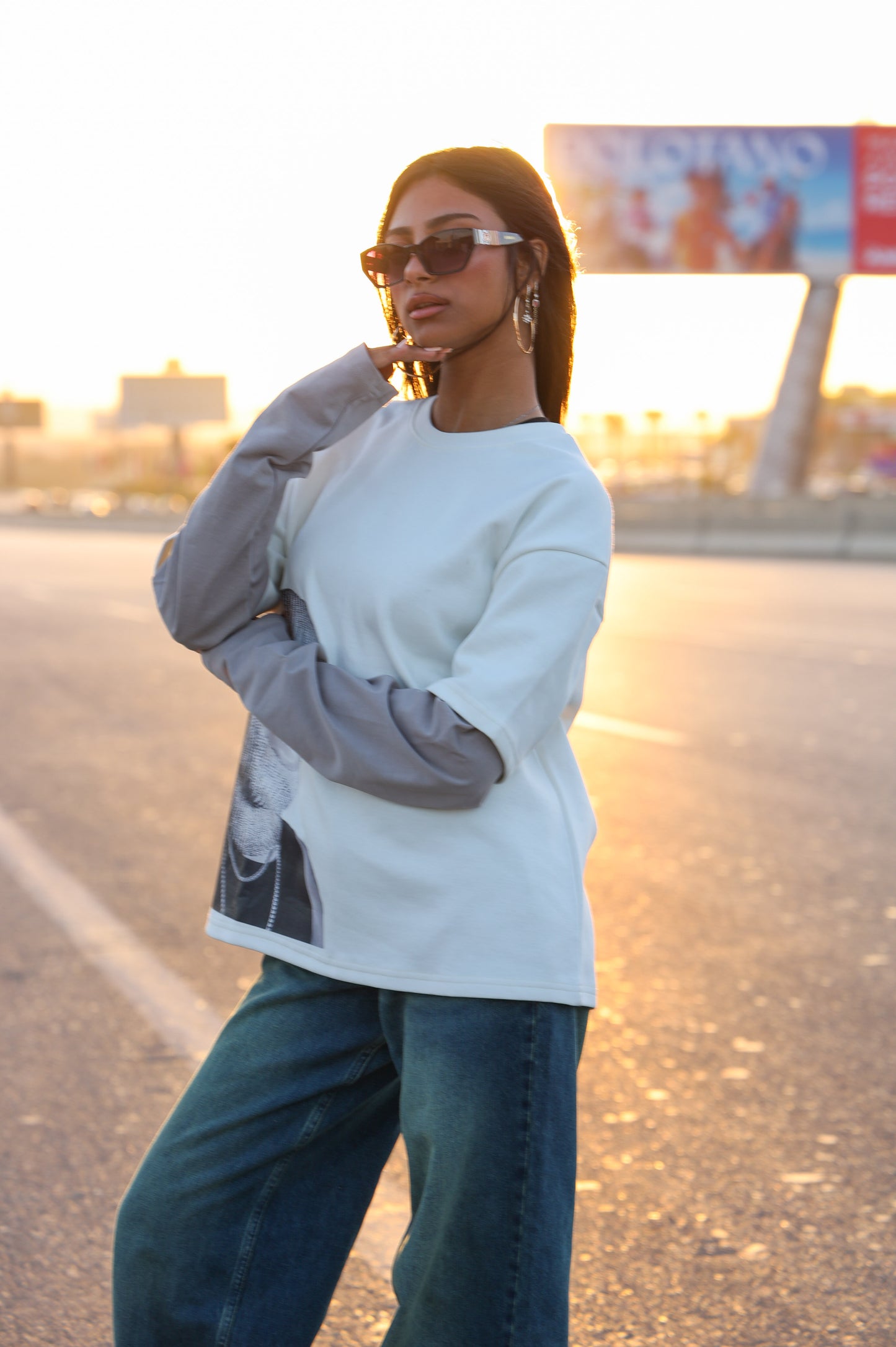 White/Grey Long Sleeve Tee