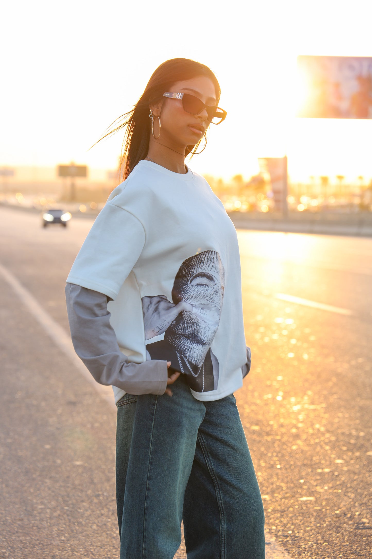 White/Grey Long Sleeve Tee